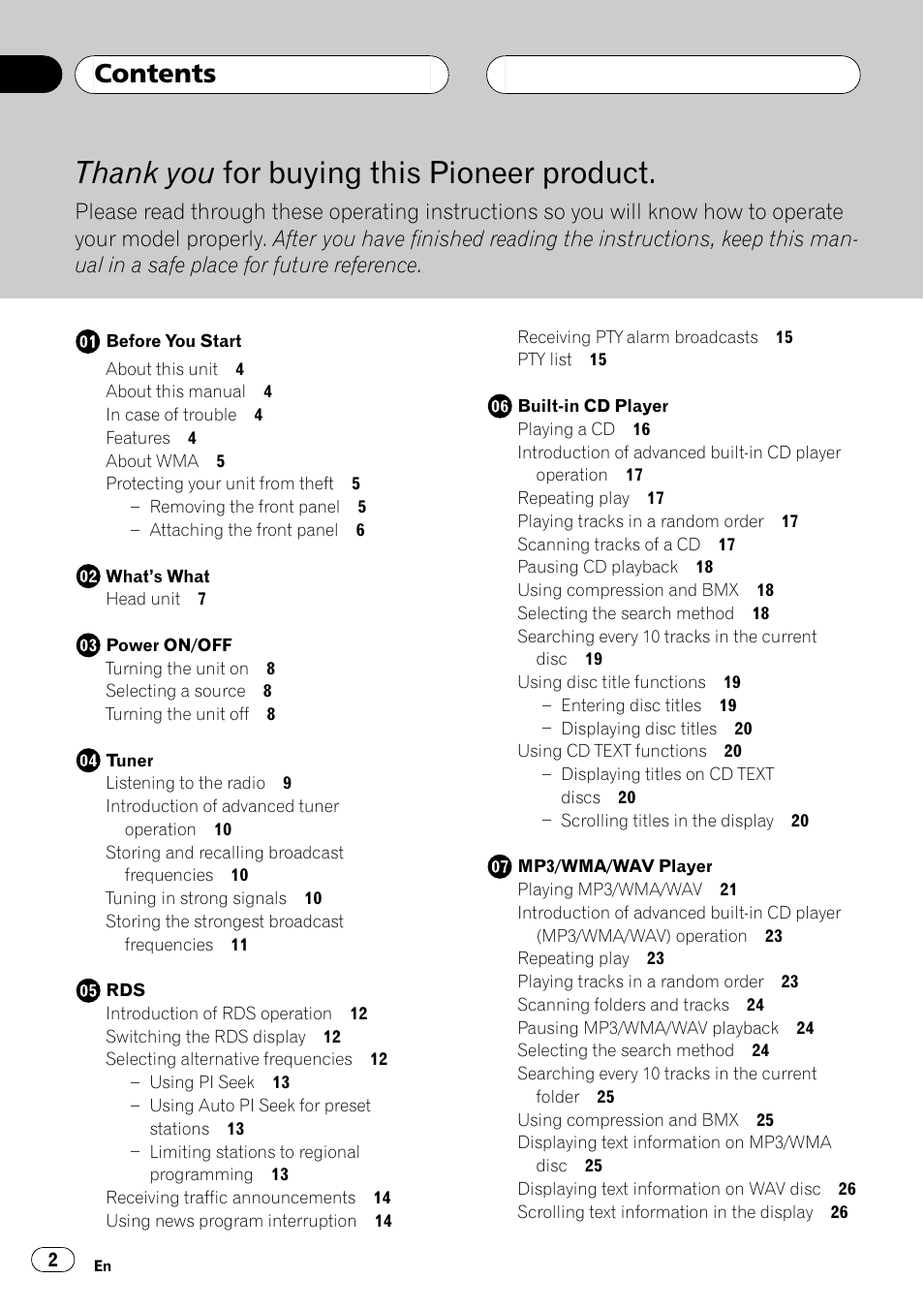 Pioneer DEH-P5700MP User Manual | Page 2 / 94