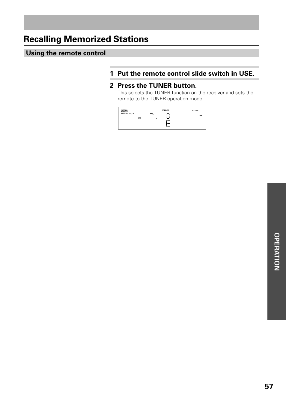 Recalling memorized stations, Opera tion | Pioneer VSX-37TX User Manual | Page 57 / 92