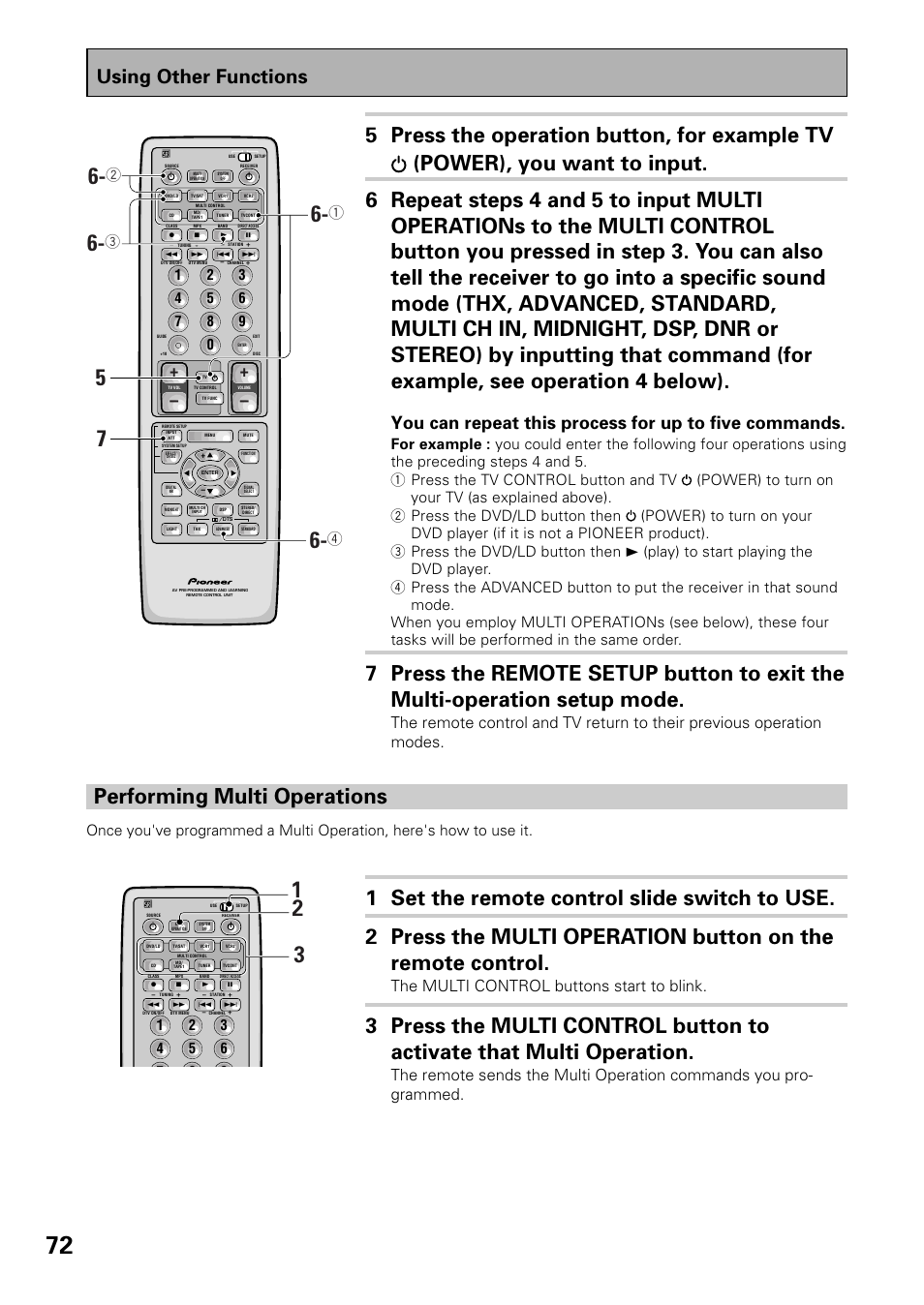 Performing multi operations, Using other functions, The multi control buttons start to blink | Pioneer VSX-37TX User Manual | Page 72 / 92