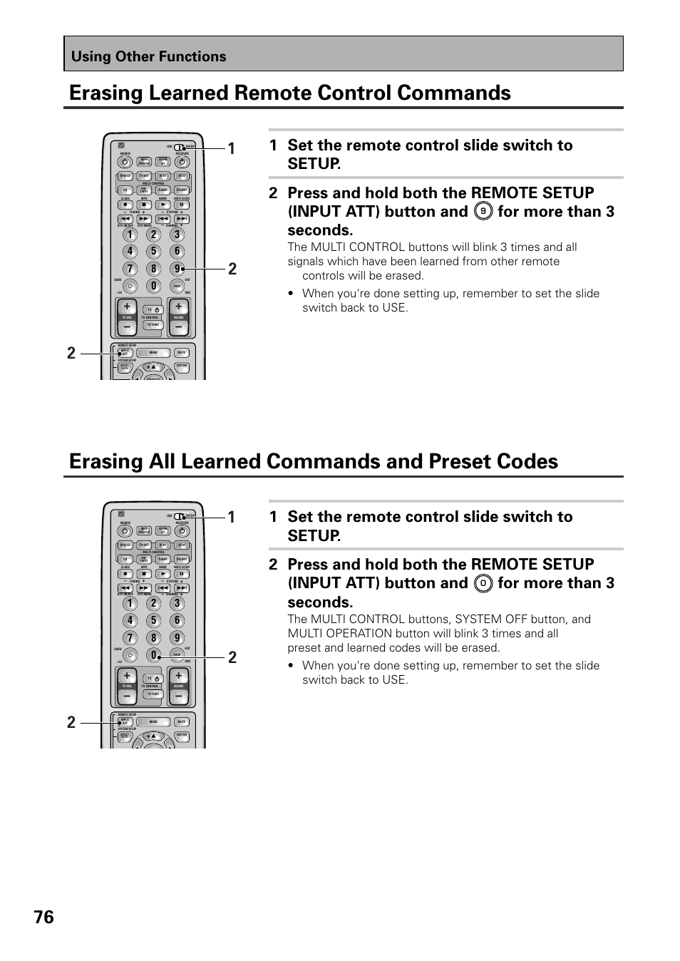 For more than 3 seconds, Using other functions | Pioneer VSX-37TX User Manual | Page 76 / 92