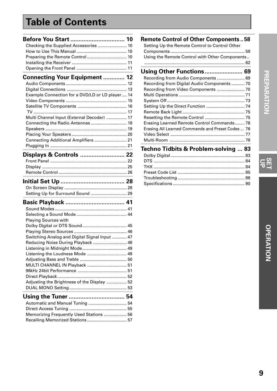 Pioneer VSX-37TX User Manual | Page 9 / 92