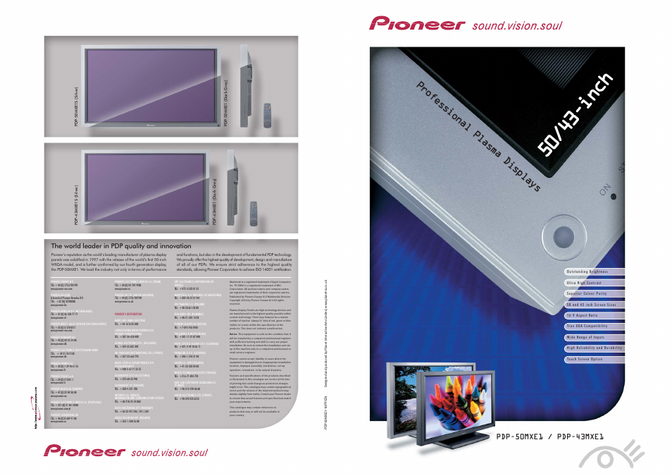 Pioneer PDP 50MXE1 User Manual | 8 pages