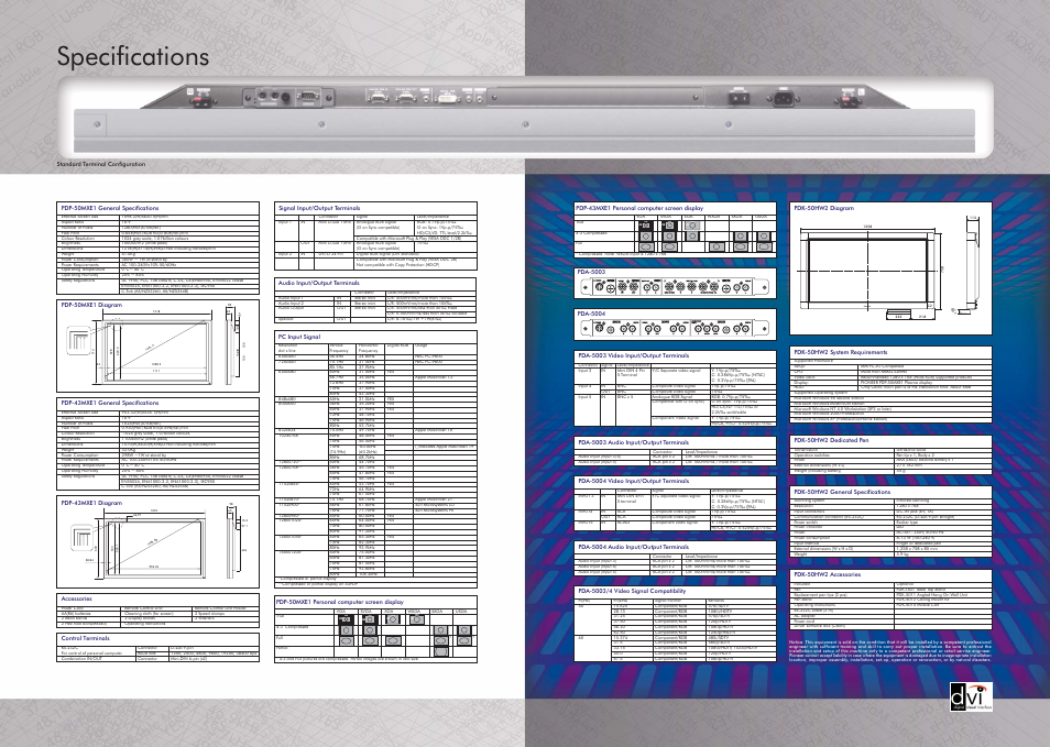 Specifications | Pioneer PDP 50MXE1 User Manual | Page 8 / 8