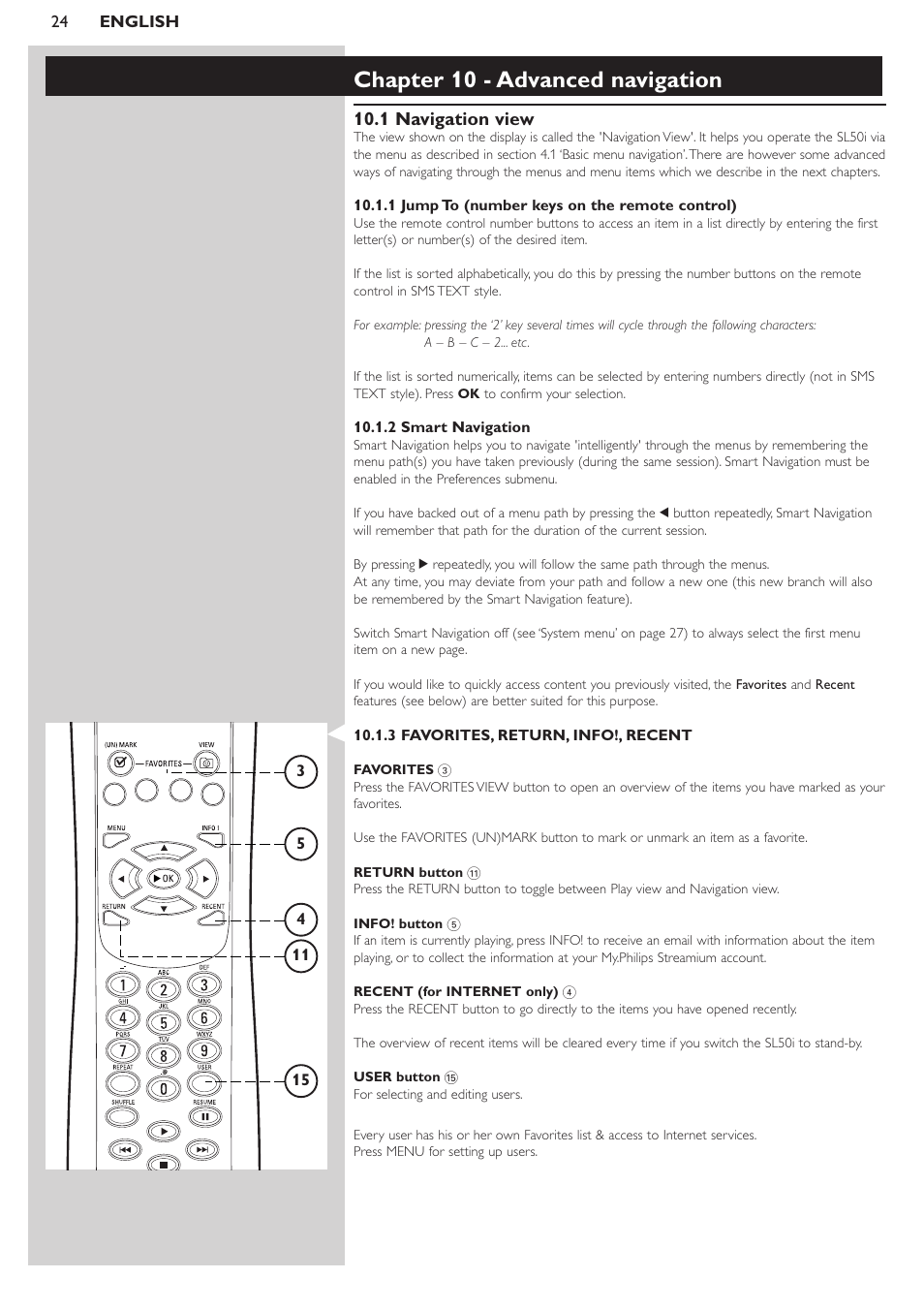 Chapter 10 - advanced navigation, 1 navigation view | Philips SL50i User Manual | Page 24 / 45