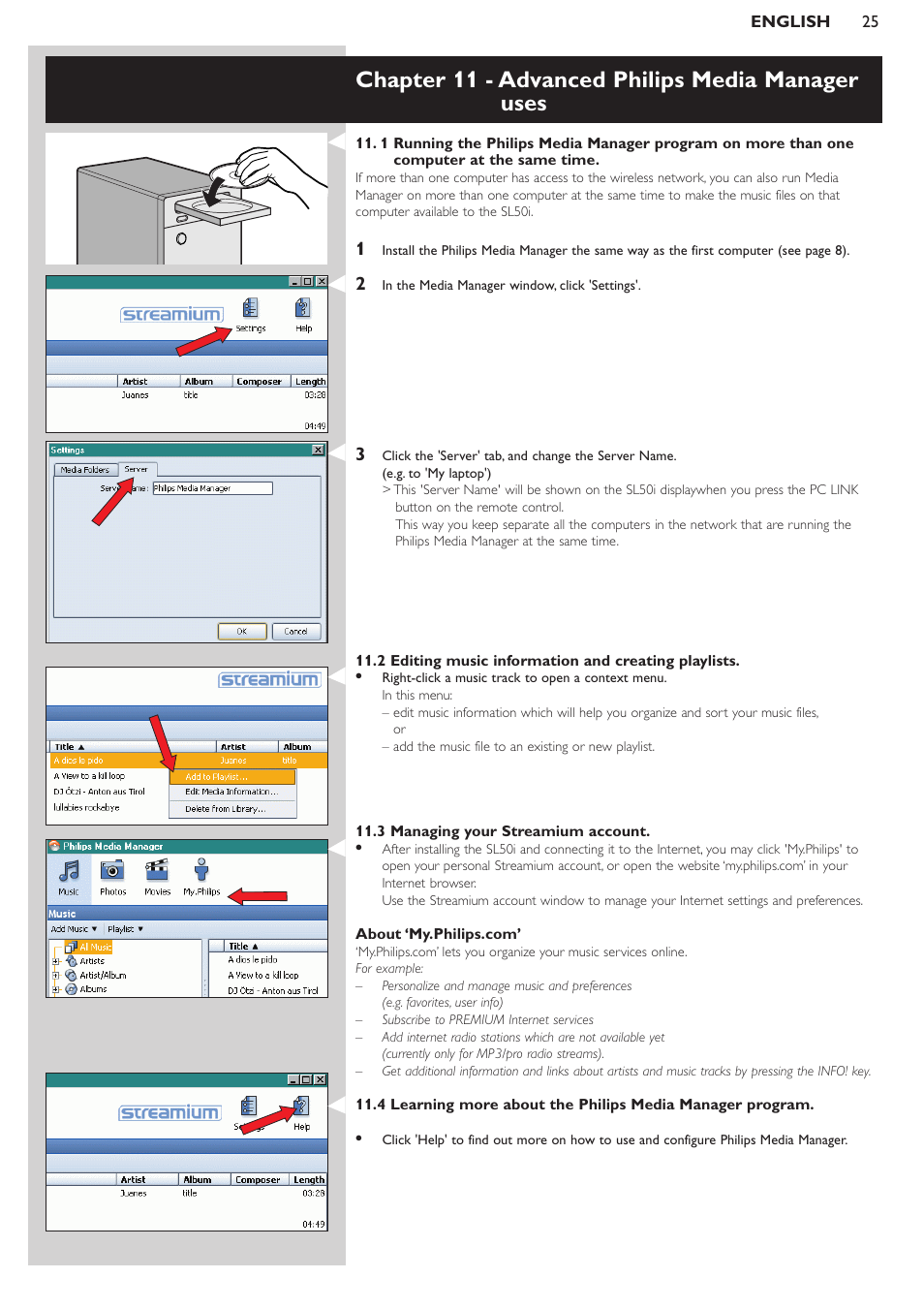 Chapter 11 - advanced philips media manager uses | Philips SL50i User Manual | Page 25 / 45