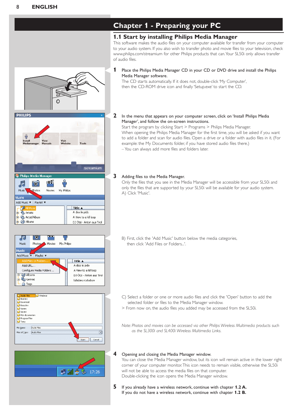 Chapter 1 - preparing your pc | Philips SL50i User Manual | Page 8 / 45