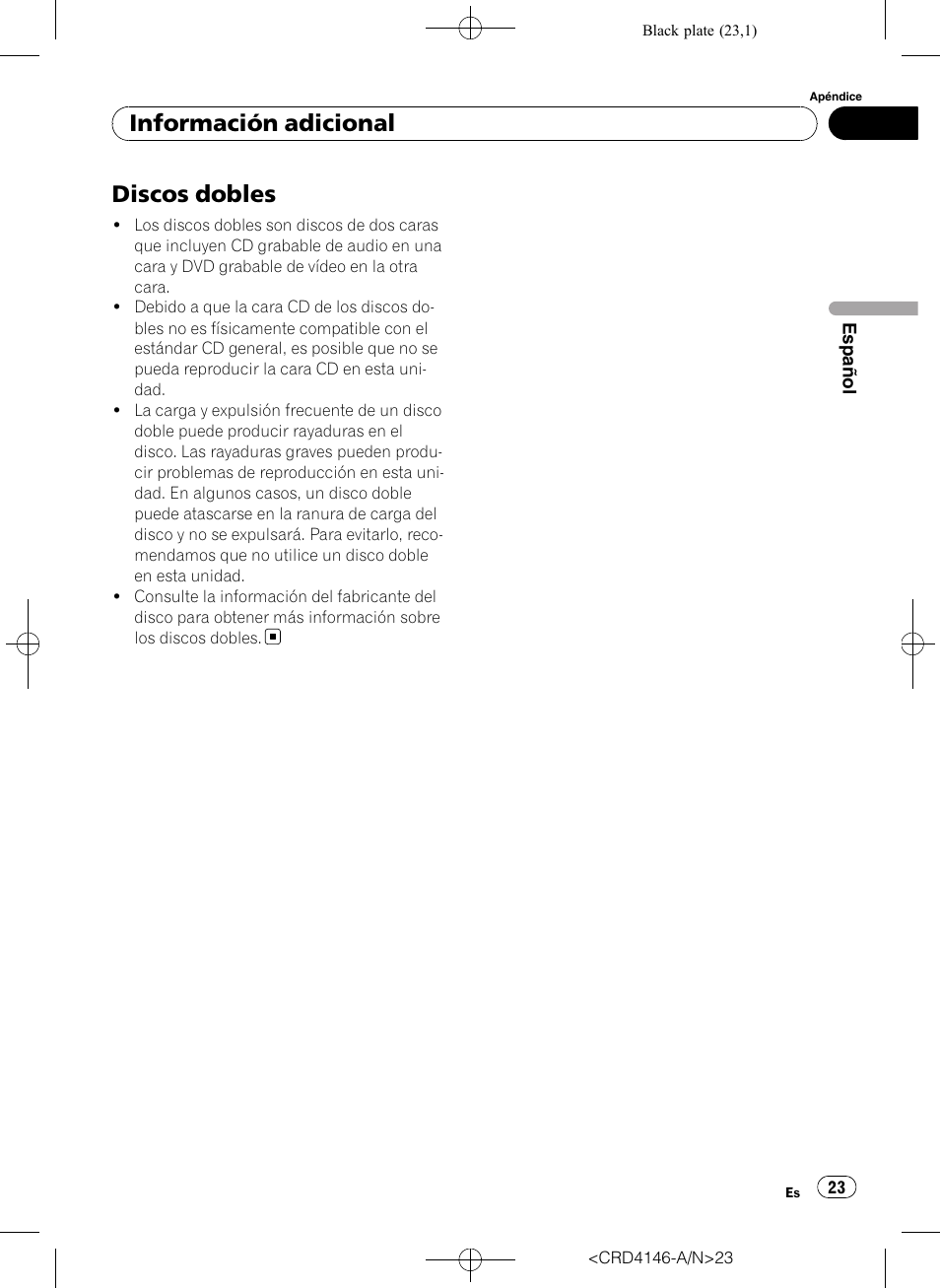 Discos dobles, Información adicional | Pioneer DEH-1950 User Manual | Page 23 / 56