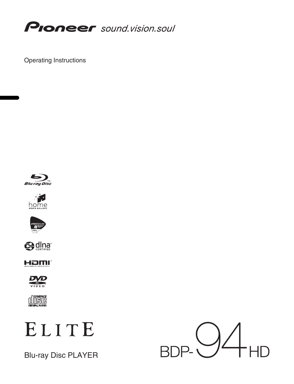 Pioneer Elite BDP-94HD User Manual | 67 pages