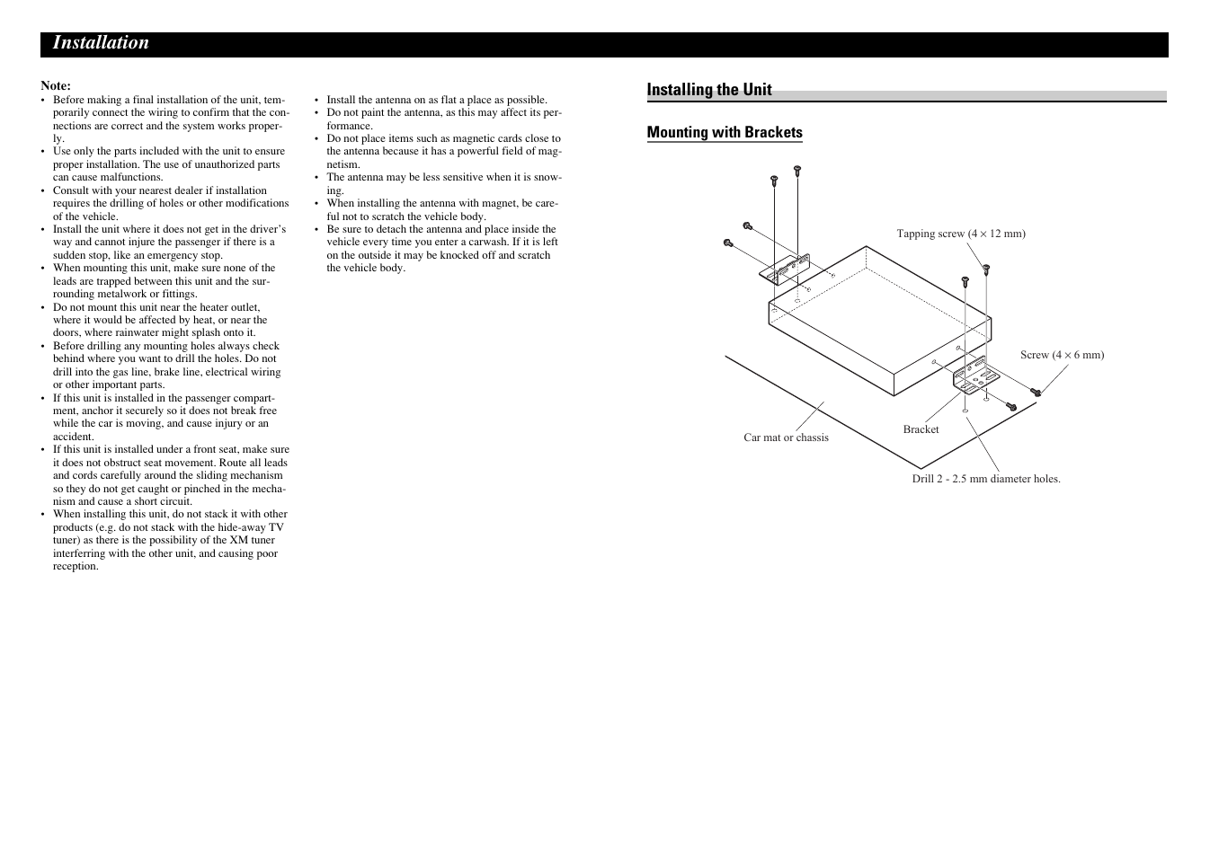 A title (english) installation, Installing the unit | Pioneer GEX-P10XMT User Manual | Page 3 / 4