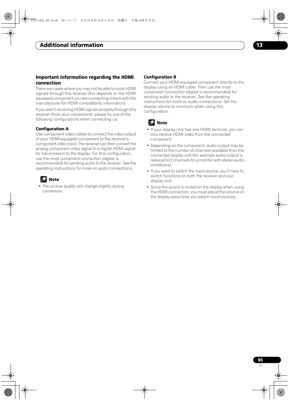 Additional information 13 | Pioneer VSX-LX51 User Manual | Page 85 / 96