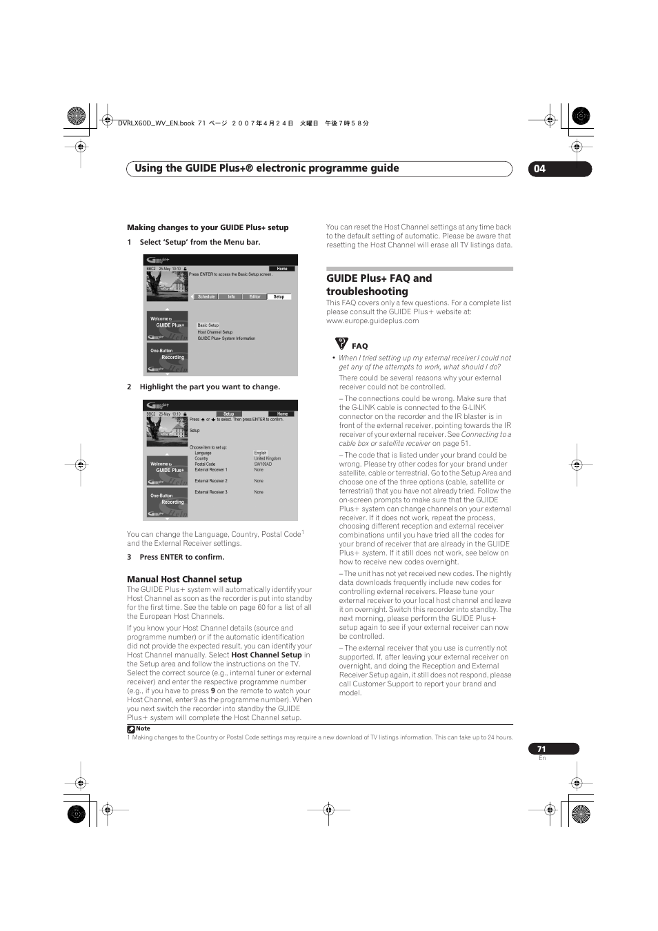 Guide plus+ faq and troubleshooting | Pioneer RCS-LX60D User Manual | Page 71 / 164