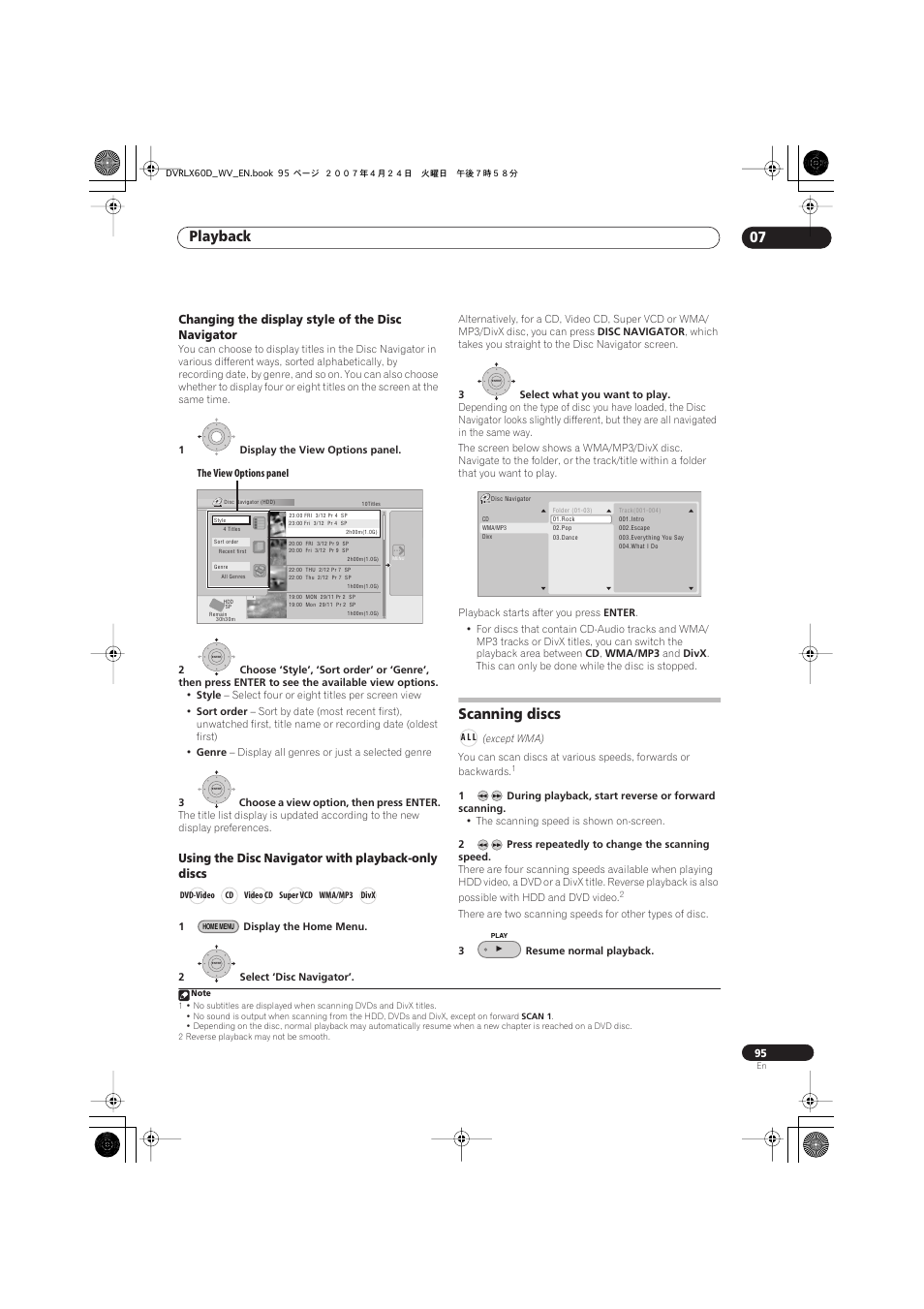 Scanning discs, Playback 07 | Pioneer RCS-LX60D User Manual | Page 95 / 164