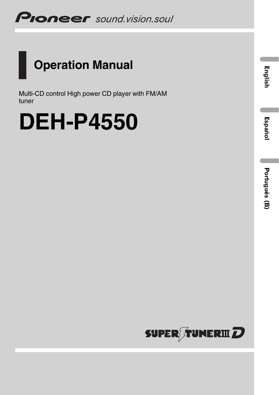 Pioneer Super Tuner III D DEH-P4550 User Manual | 116 pages