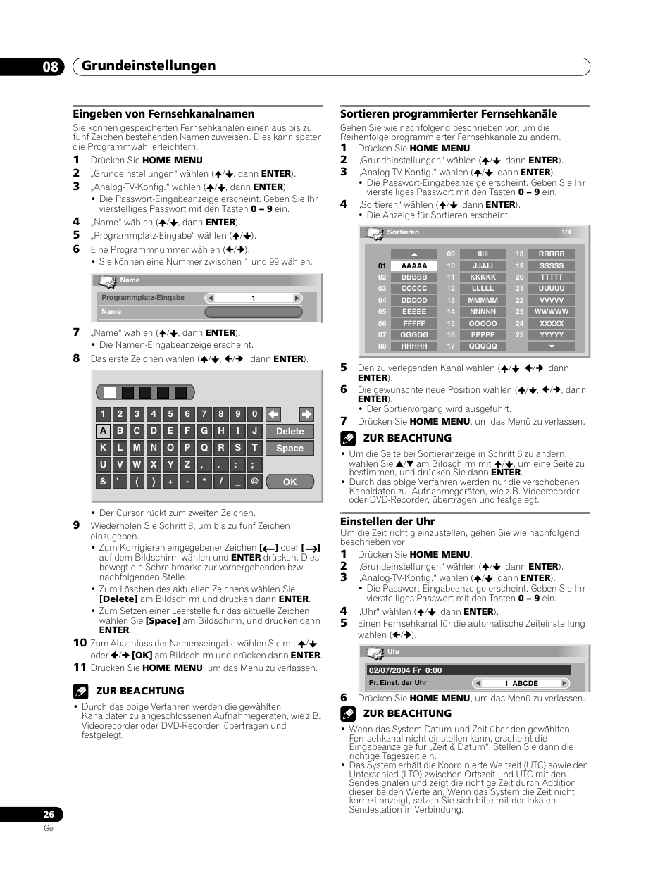 Grundeinstellungen 08 | Pioneer PDP-436RXE User Manual | Page 114 / 136