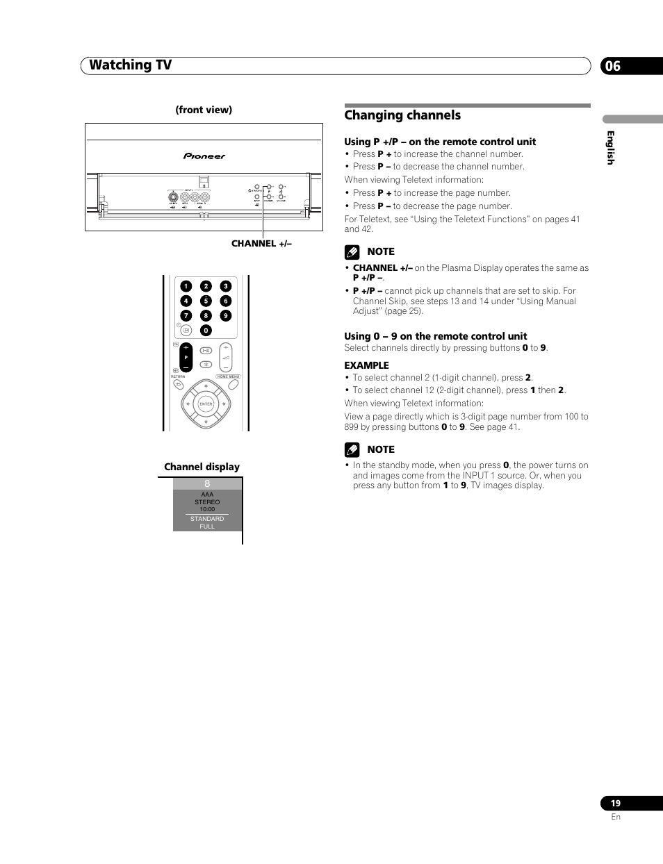 Changing channels, Watching tv 06 | Pioneer PDP-436RXE User Manual | Page 19 / 136