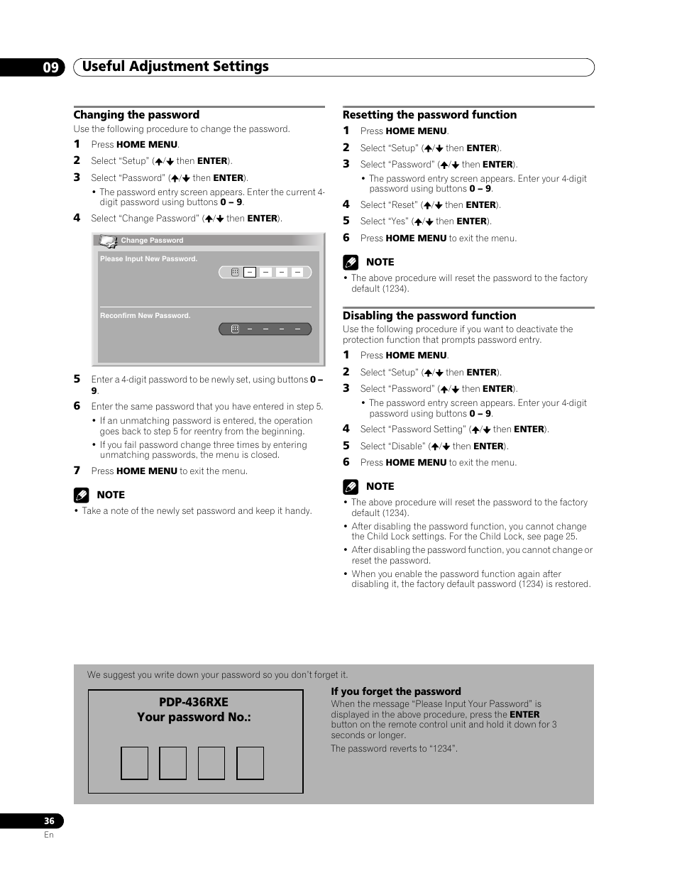 Useful adjustment settings 09 | Pioneer PDP-436RXE User Manual | Page 36 / 136