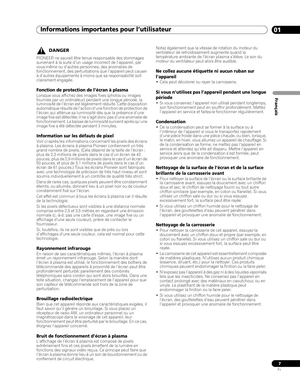 Informations importantes pour l’utilisateur 01 | Pioneer PDP-436RXE User Manual | Page 51 / 136