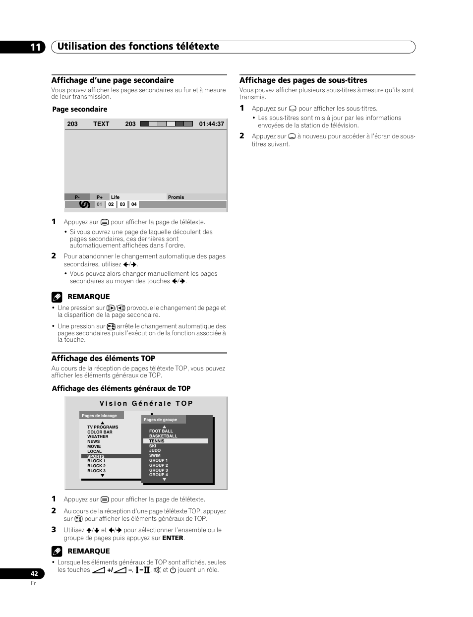 Utilisation des fonctions télétexte 11 | Pioneer PDP-436RXE User Manual | Page 86 / 136