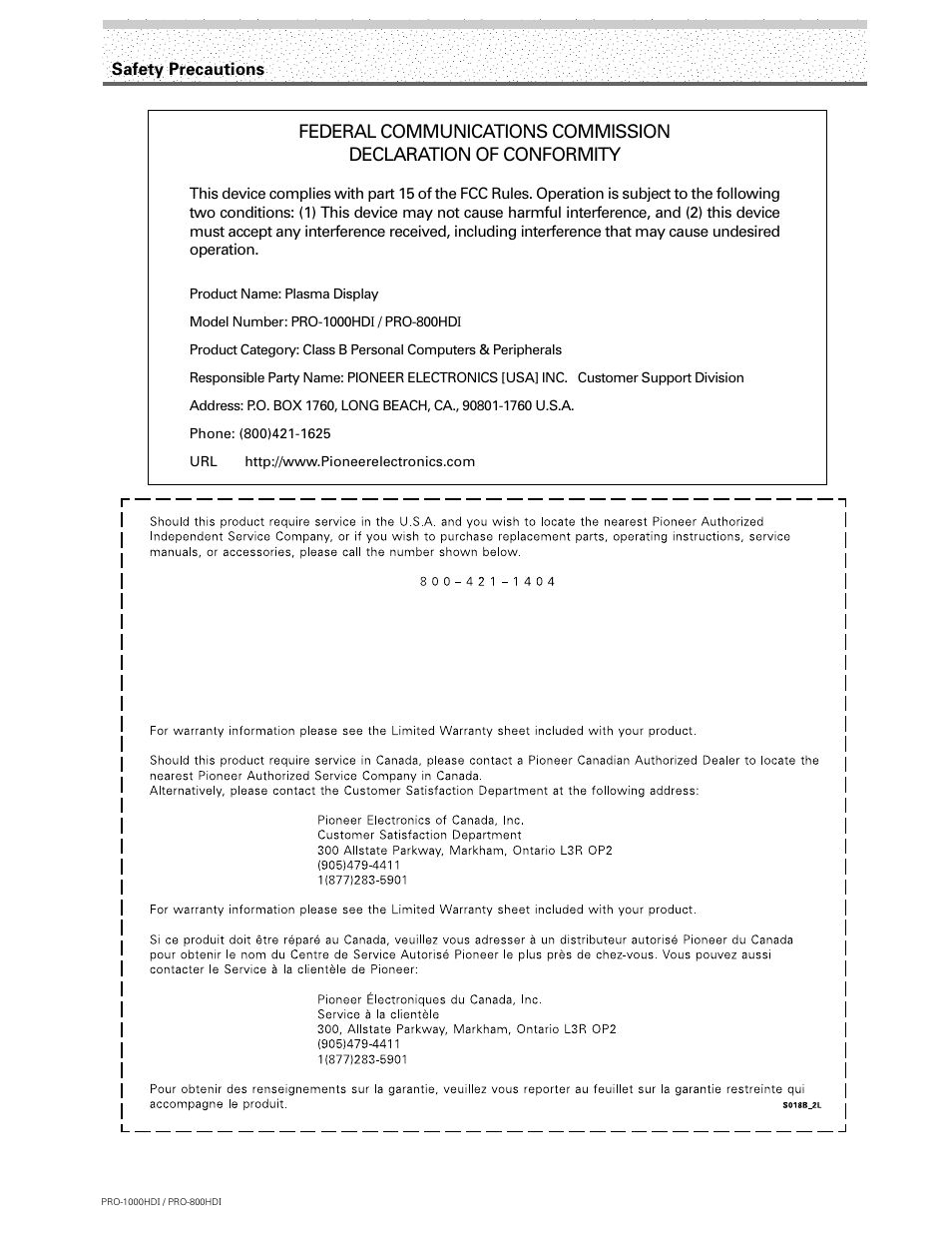 Pioneer PRO-1000HDI User Manual | Page 4 / 48