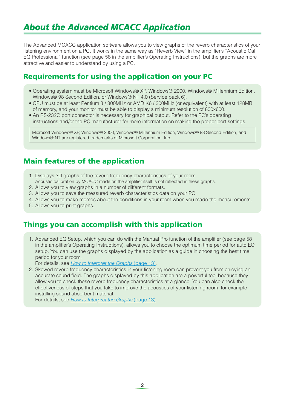 About the advanced mcacc application, Requirements for using the application on your pc, Main features of the application | Things you can accomplish with this application | Pioneer VSA-AX10Ai User Manual | Page 2 / 25
