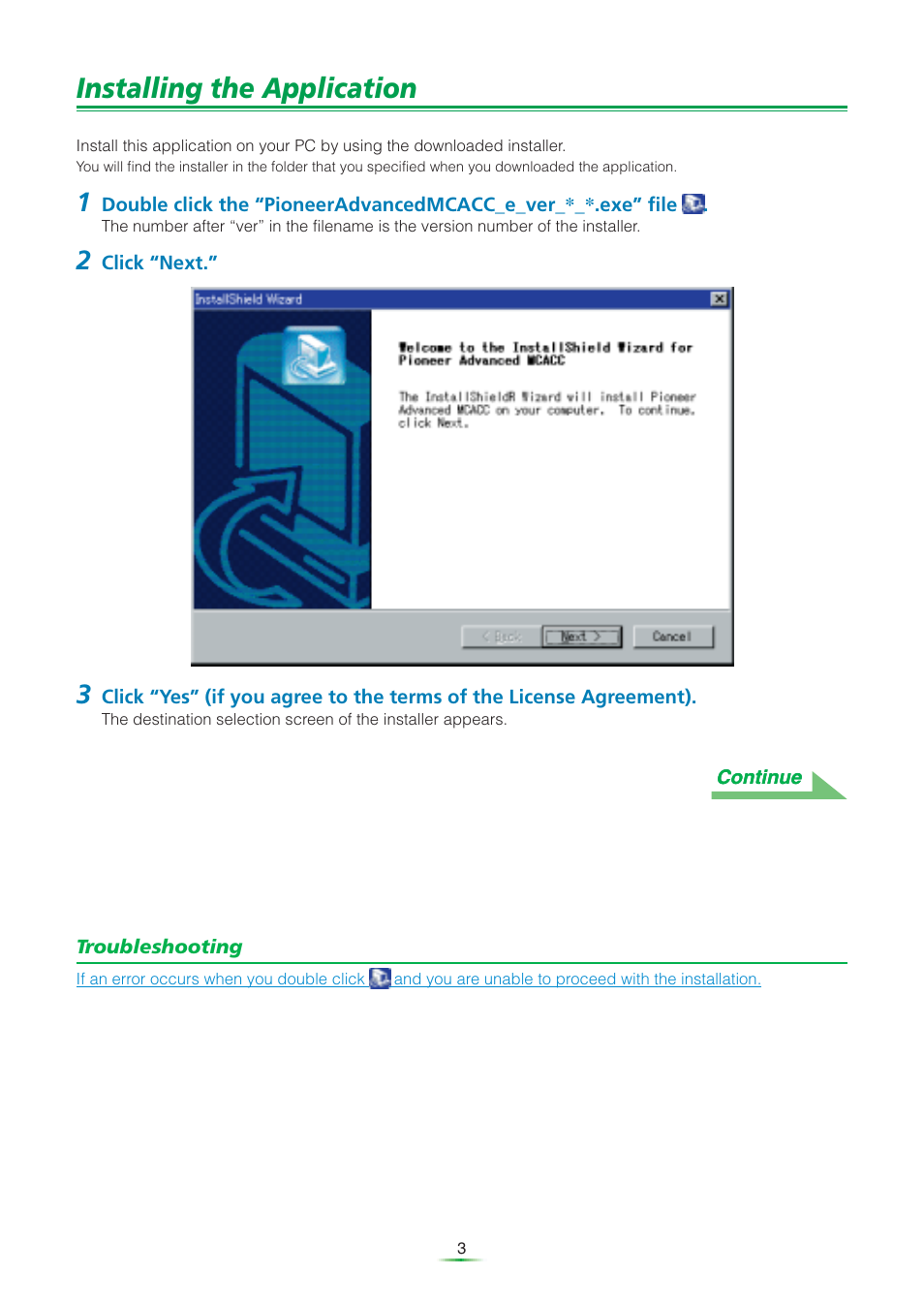 Installing the application | Pioneer VSA-AX10Ai User Manual | Page 3 / 25