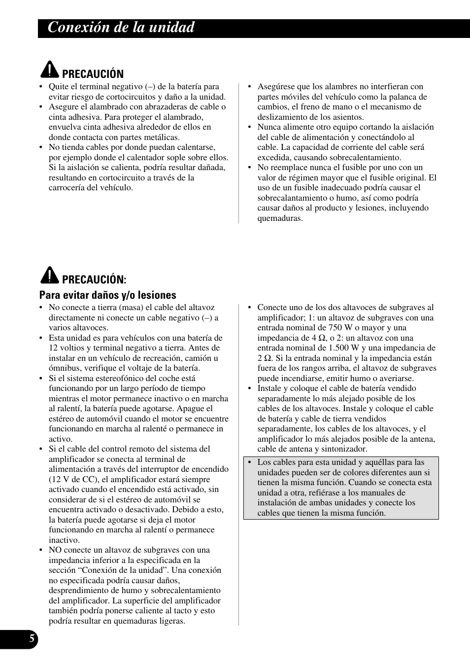 Conexión de la unidad, A title (english) | Pioneer PRS-D5000SPL User Manual | Page 20 / 86
