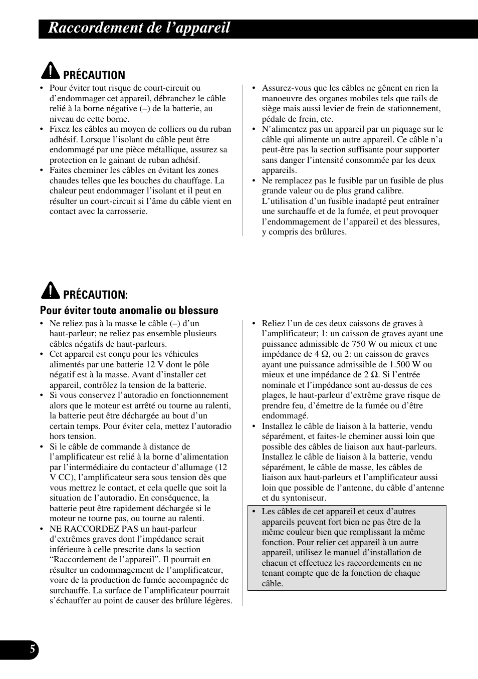 Raccordement de l’appareil | Pioneer PRS-D5000SPL User Manual | Page 48 / 86