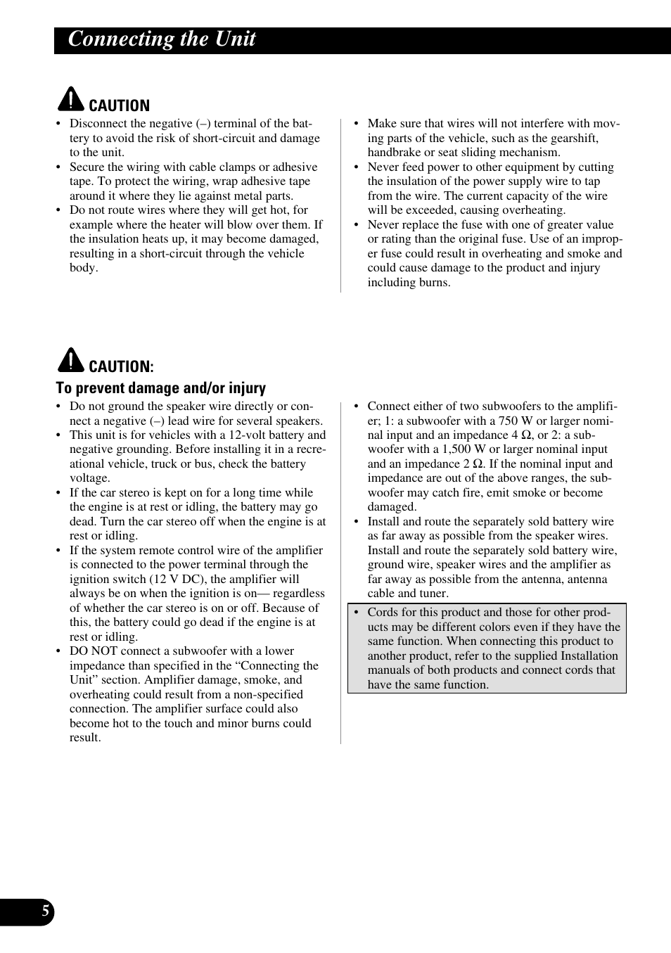 Connecting the unit | Pioneer PRS-D5000SPL User Manual | Page 6 / 86