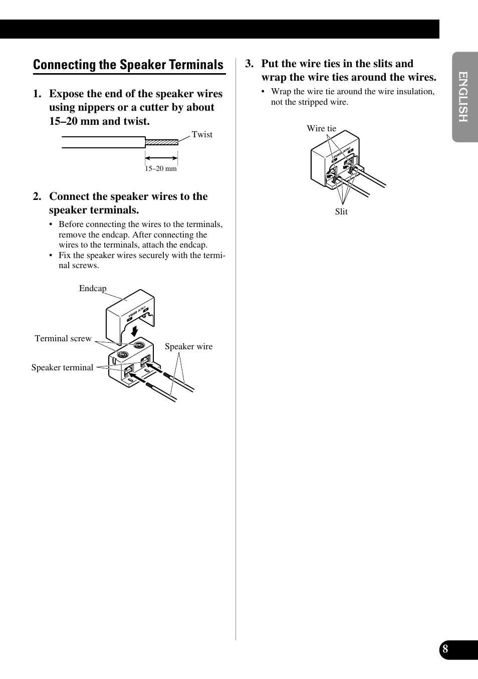 Connecting the speaker terminals | Pioneer PRS-D5000SPL User Manual | Page 9 / 86