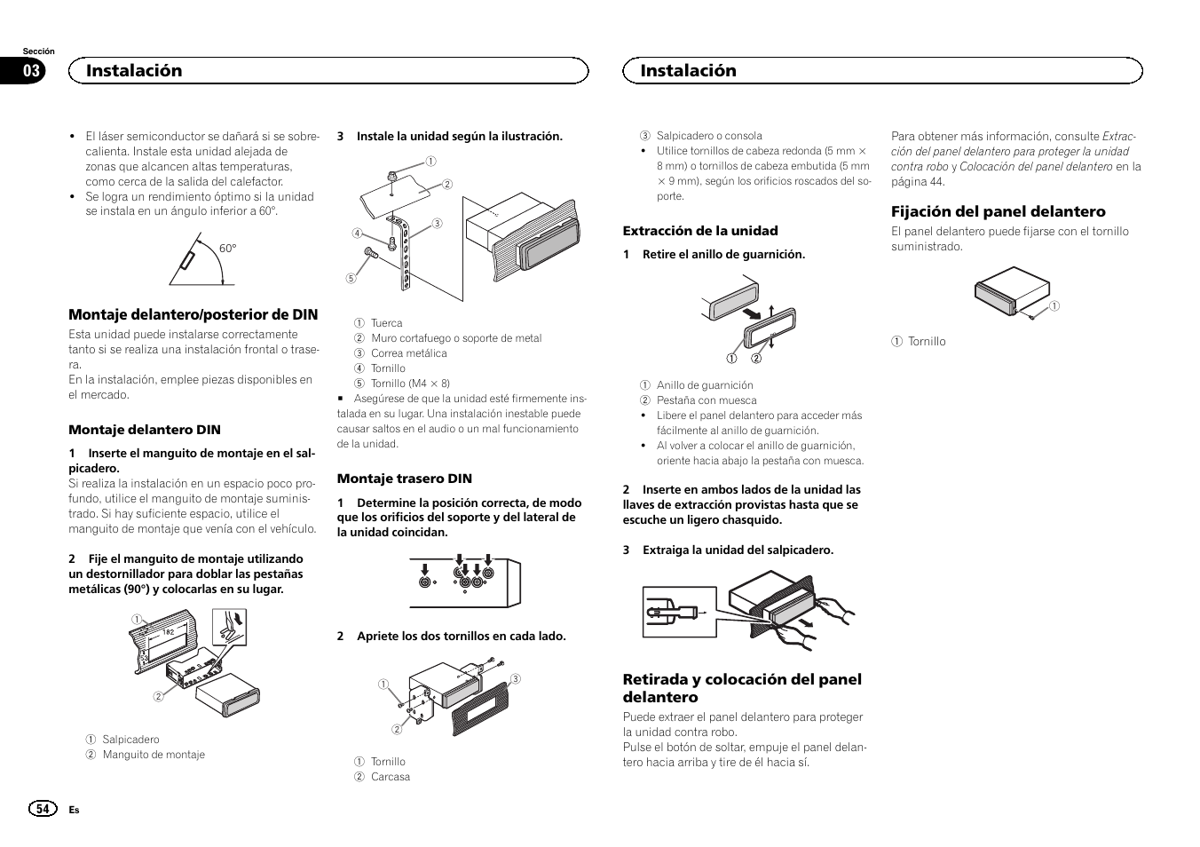 Instalación 03, Instalación | Pioneer CD RDS RECEIVER DEH-7300BT User Manual | Page 54 / 64