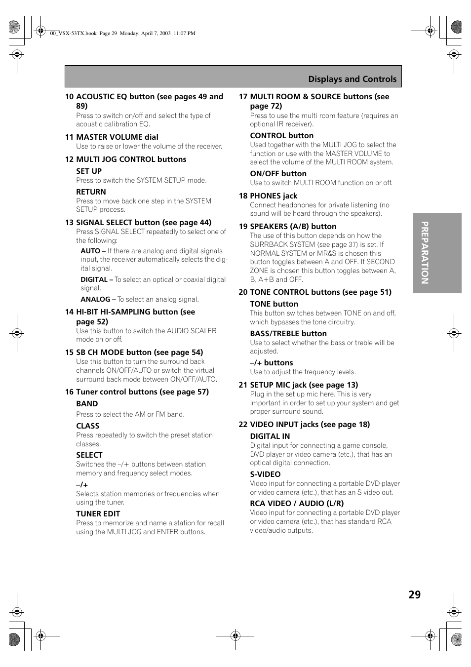 Pr ep a r at ion | Pioneer Elite VSX-53TX User Manual | Page 29 / 107