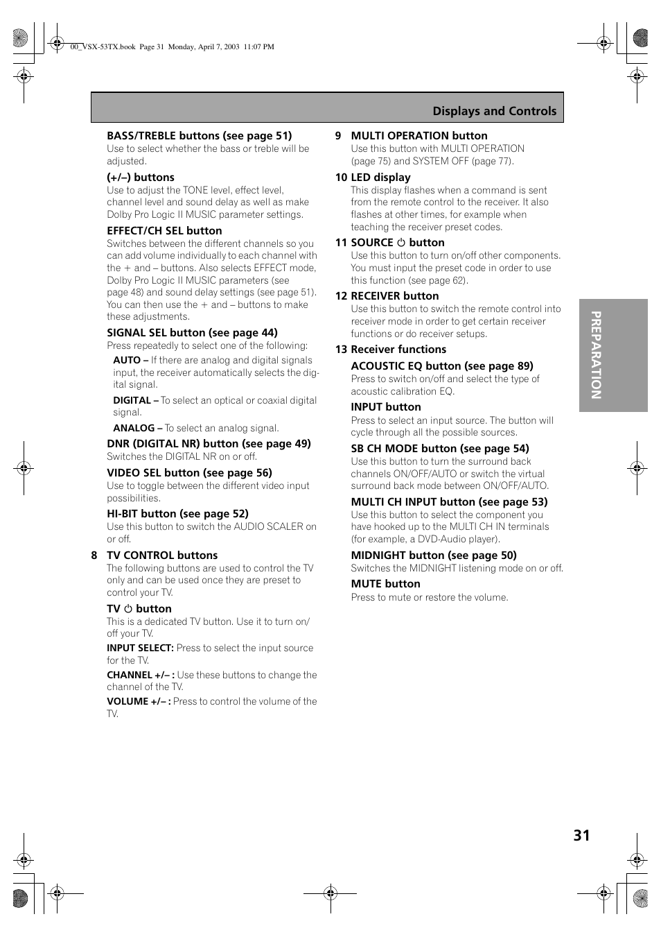 Pr ep a r at ion | Pioneer Elite VSX-53TX User Manual | Page 31 / 107