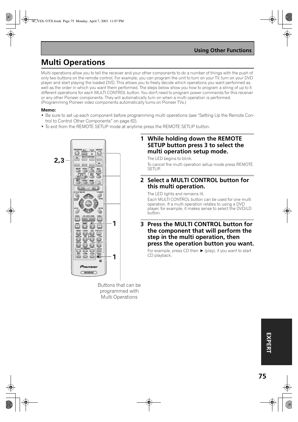 Multi operations | Pioneer Elite VSX-53TX User Manual | Page 75 / 107