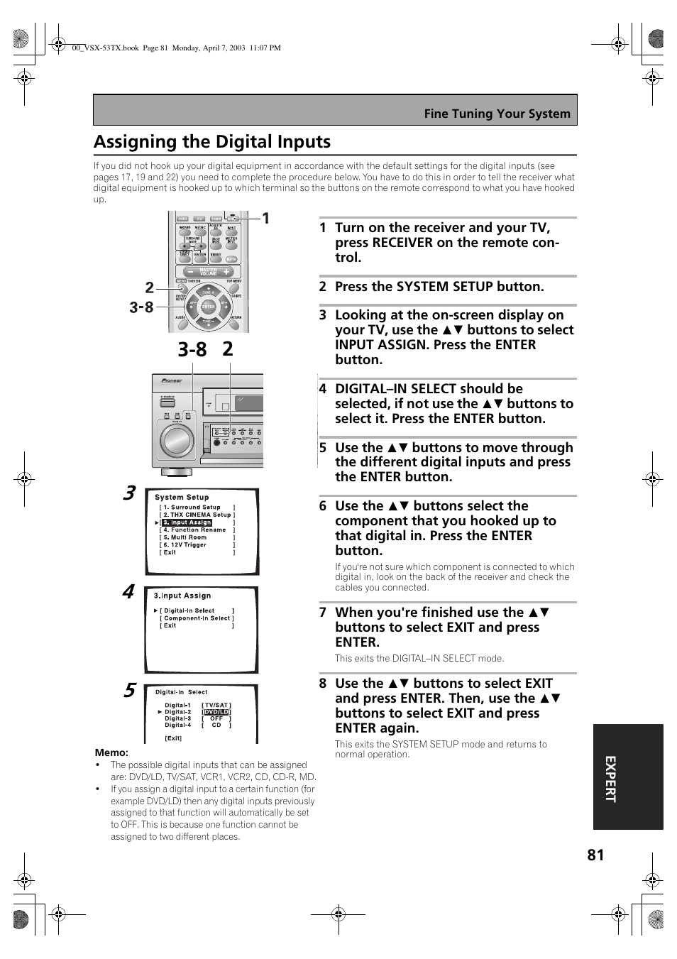 Assigning the digital inputs | Pioneer Elite VSX-53TX User Manual | Page 81 / 107