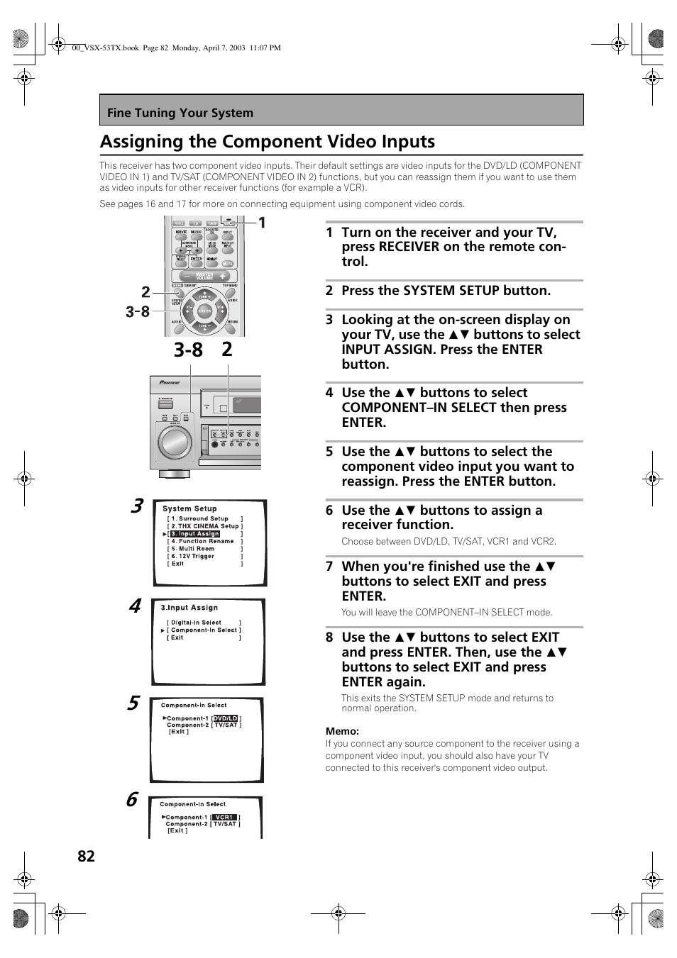 Assigning the component video inputs | Pioneer Elite VSX-53TX User Manual | Page 82 / 107