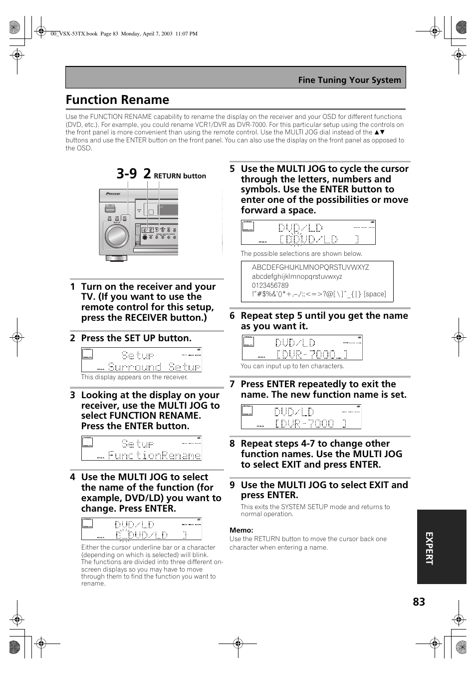 Function rename | Pioneer Elite VSX-53TX User Manual | Page 83 / 107