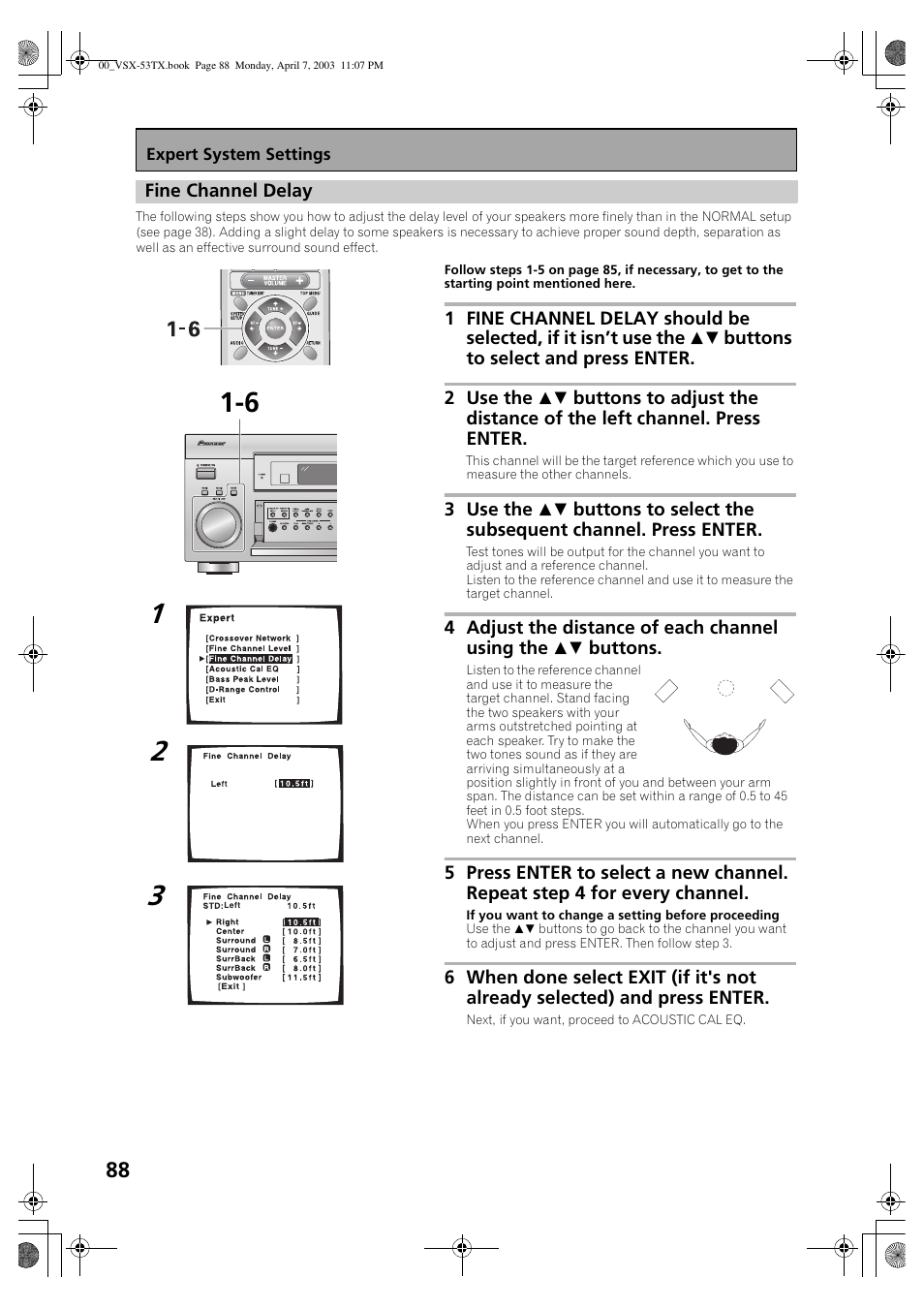 Fine channel delay | Pioneer Elite VSX-53TX User Manual | Page 88 / 107