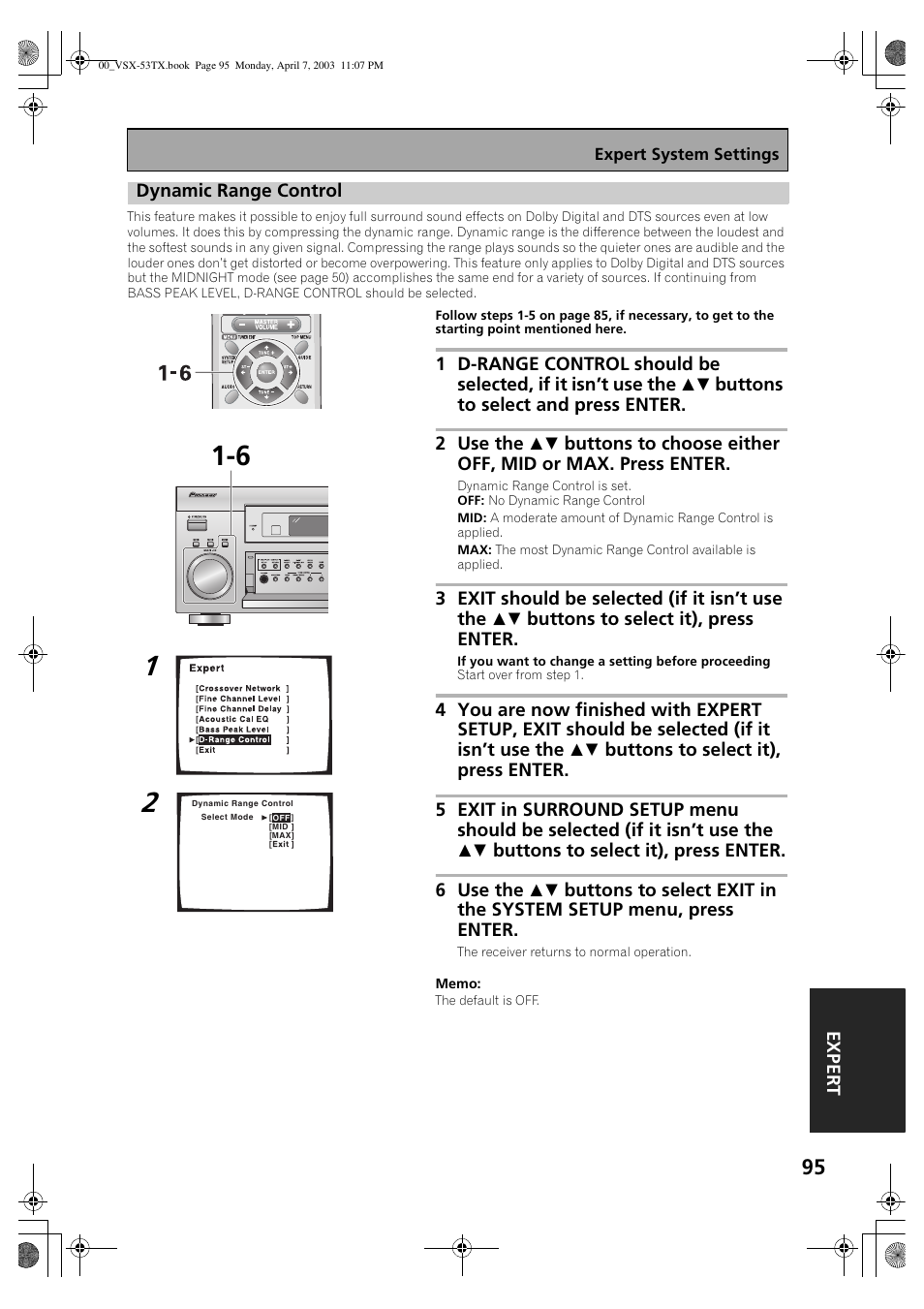 Dynamic range control | Pioneer Elite VSX-53TX User Manual | Page 95 / 107