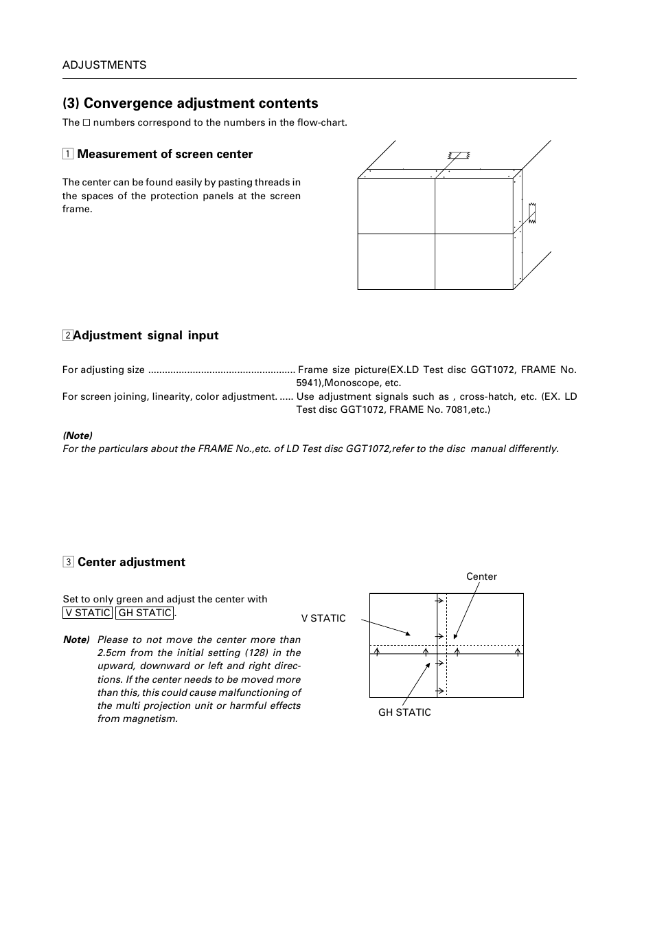 3) convergence adjustment contents | Pioneer RM V2550BU User Manual | Page 102 / 201