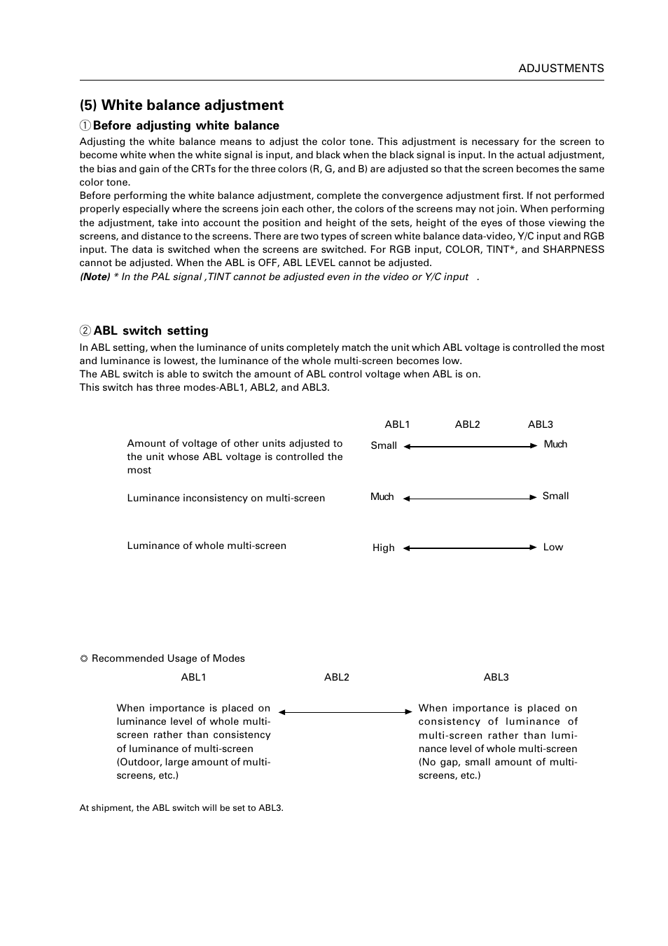 5) white balance adjustment | Pioneer RM V2550BU User Manual | Page 121 / 201