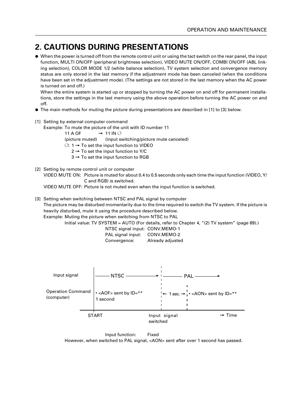 Cautions during presentations | Pioneer RM V2550BU User Manual | Page 155 / 201