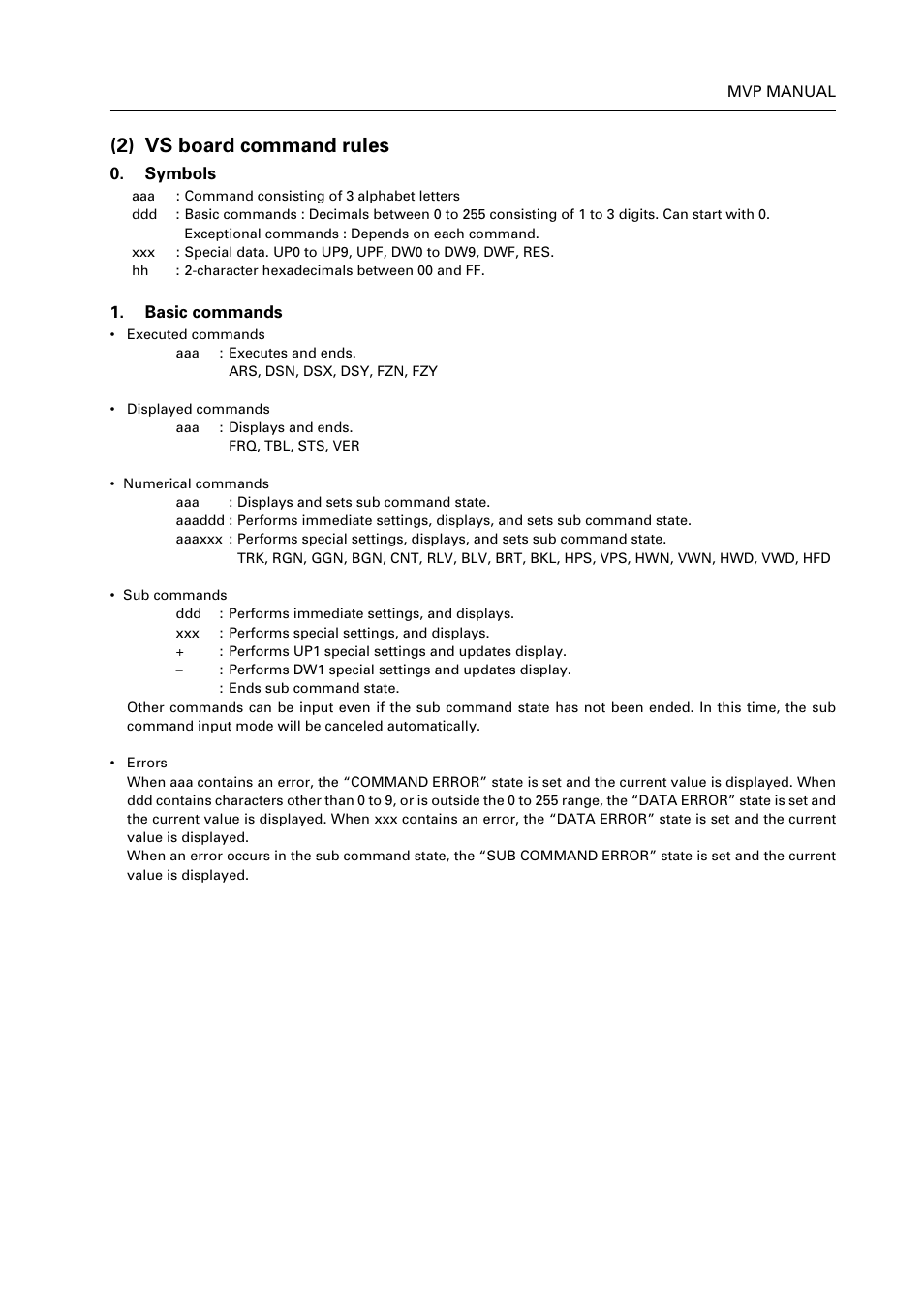 2) vs board command rules | Pioneer RM V2550BU User Manual | Page 183 / 201