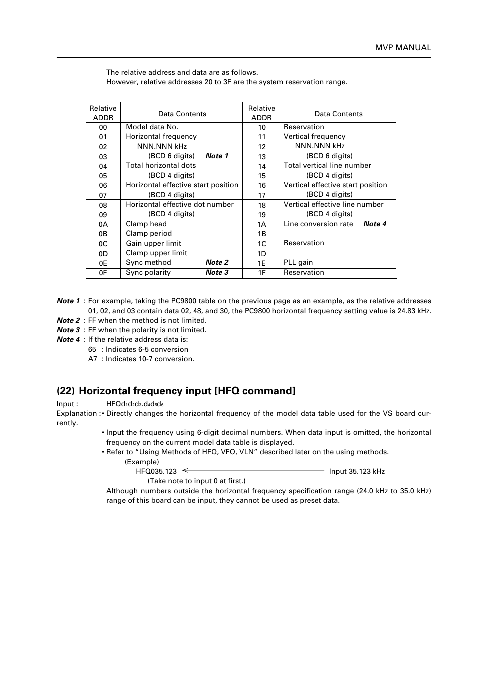 22) horizontal frequency input [hfq command | Pioneer RM V2550BU User Manual | Page 193 / 201