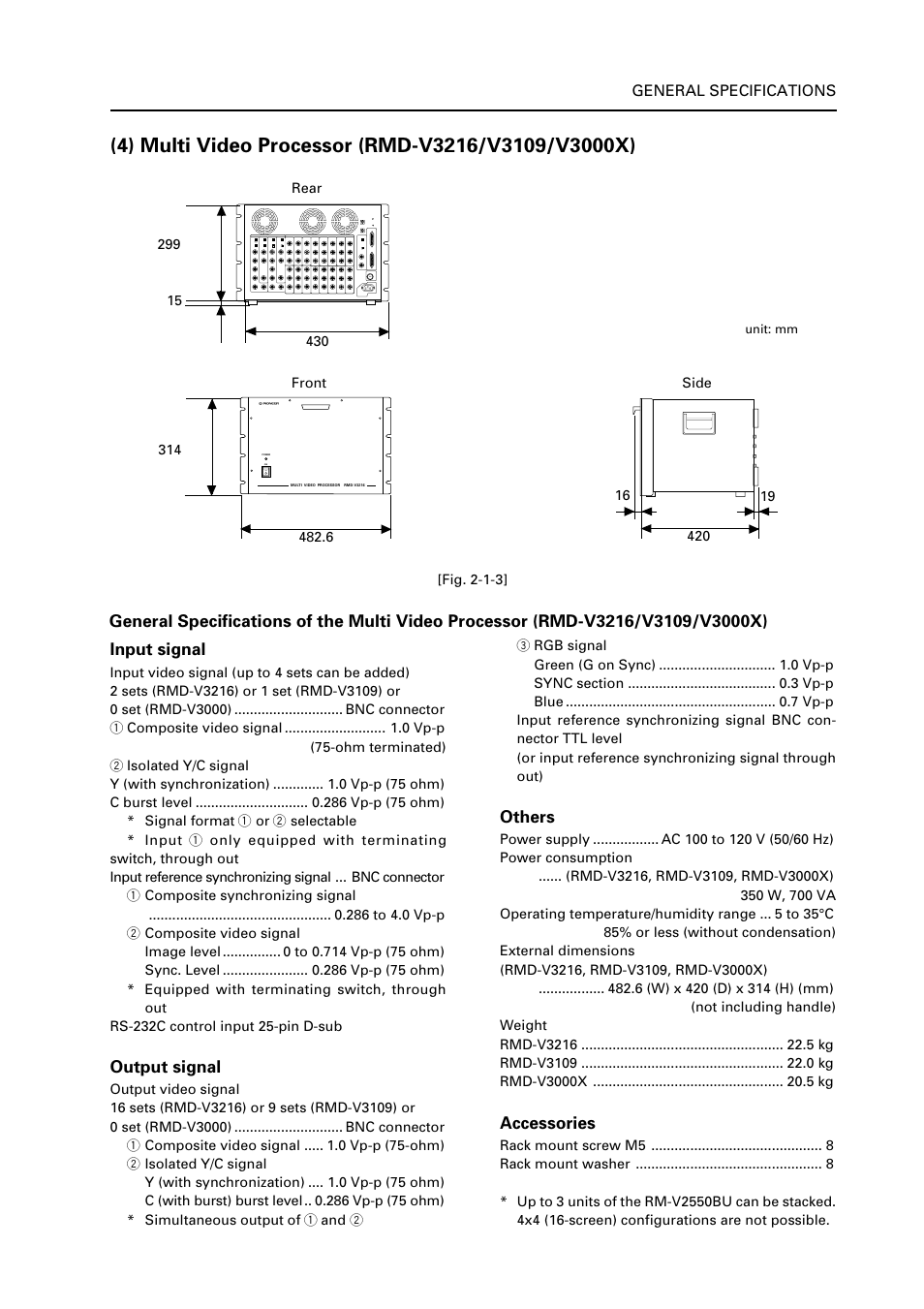 Others, Accessories, Input signal | Output signal | Pioneer RM V2550BU User Manual | Page 29 / 201