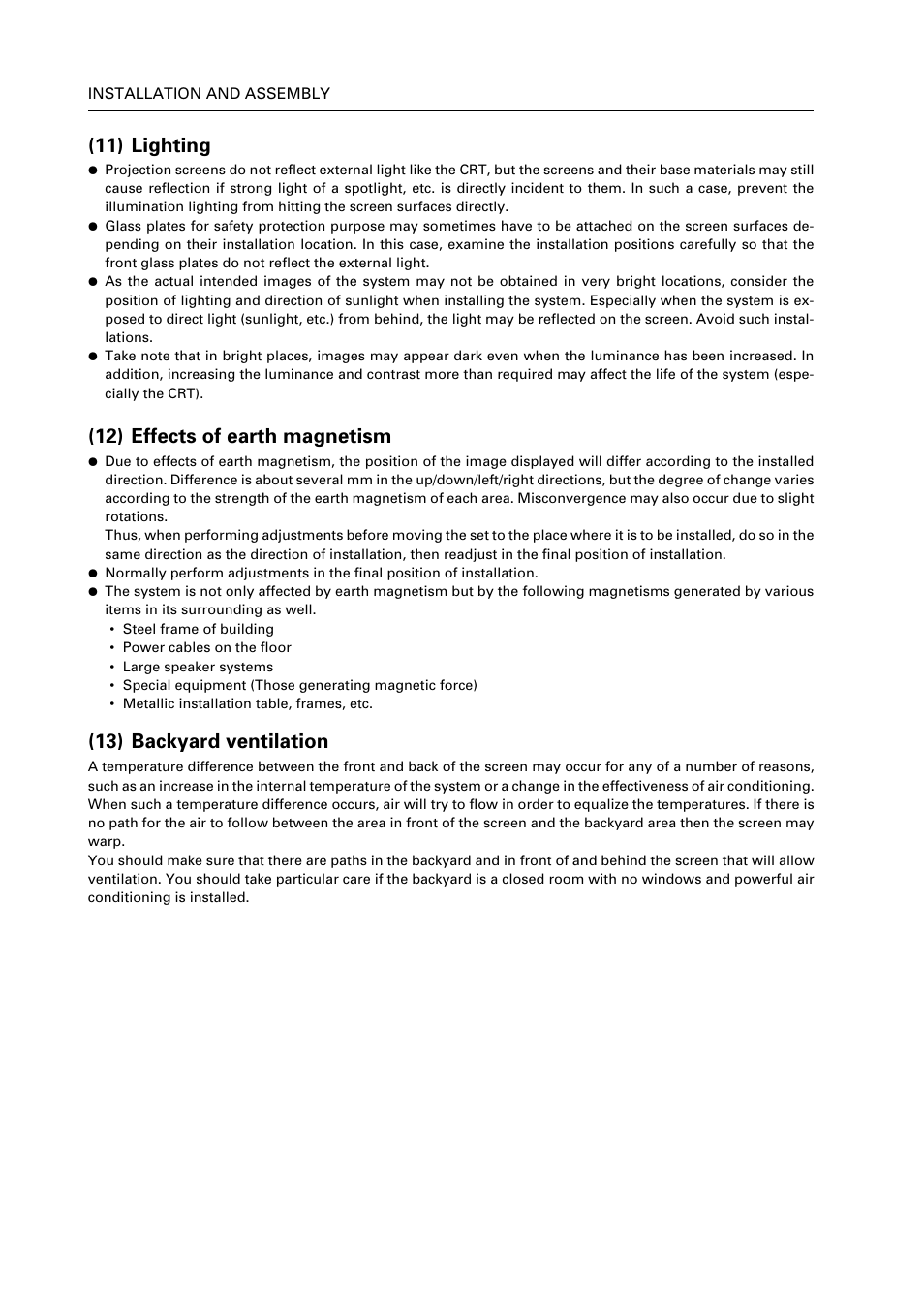11) lighting, 12) effects of earth magnetism, 13) backyard ventilation | Pioneer RM V2550BU User Manual | Page 40 / 201