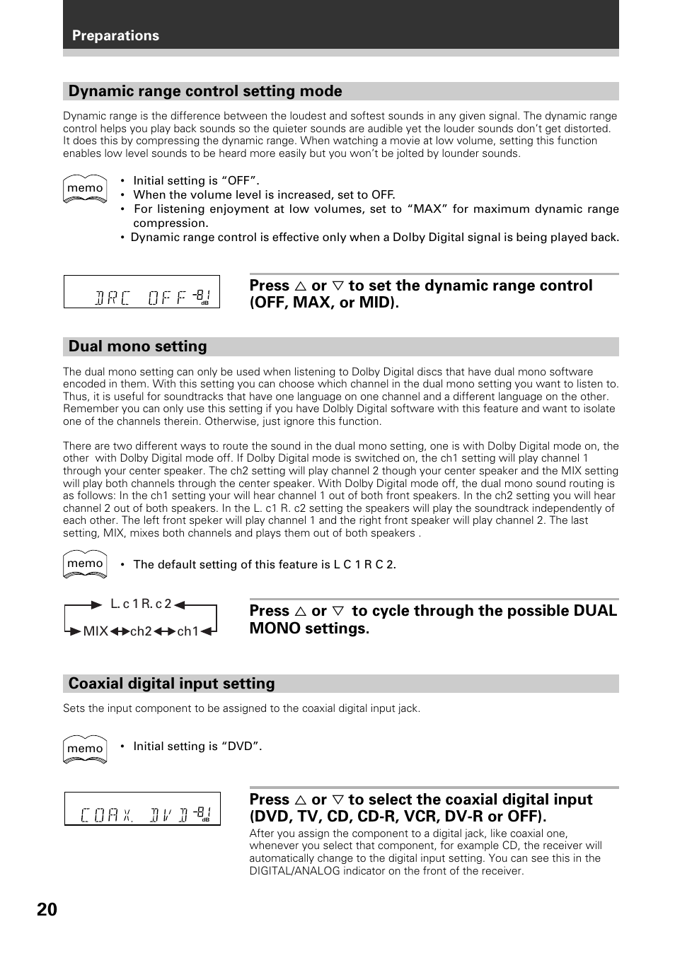Dynamic range control setting mode | Pioneer VSX-D509S User Manual | Page 20 / 60