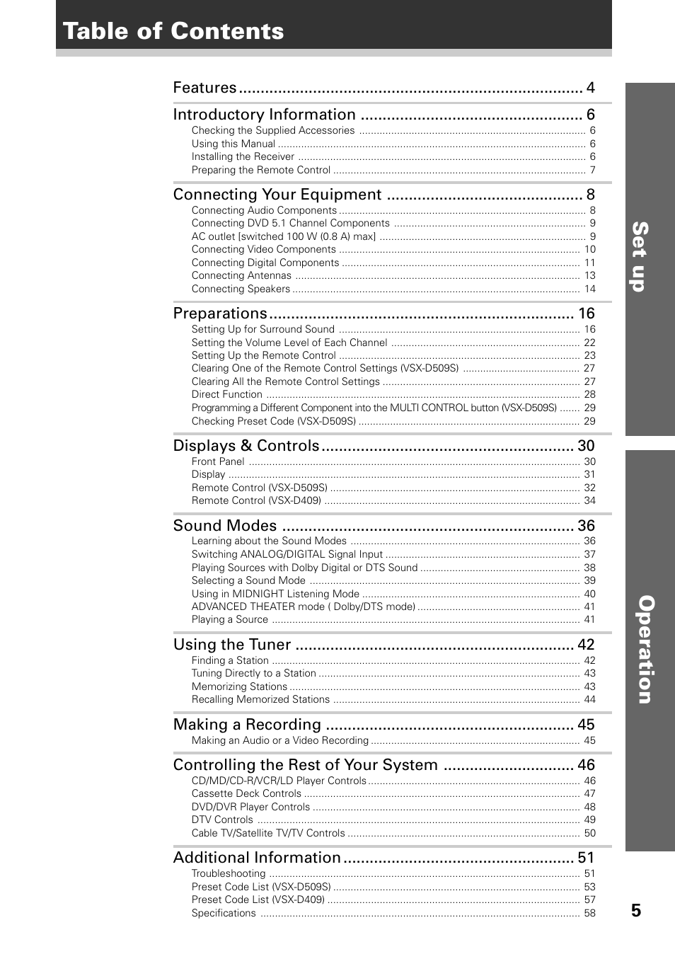 Pioneer VSX-D509S User Manual | Page 5 / 60