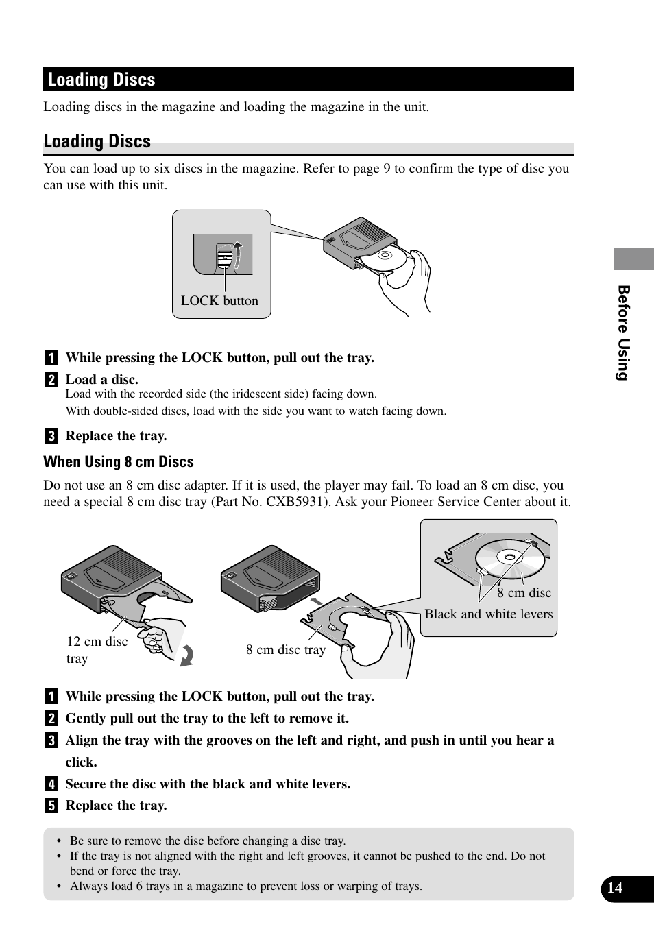 Loading discs, Loading the magazine, Removing the magazine | Pioneer XDV-P9II User Manual | Page 15 / 80