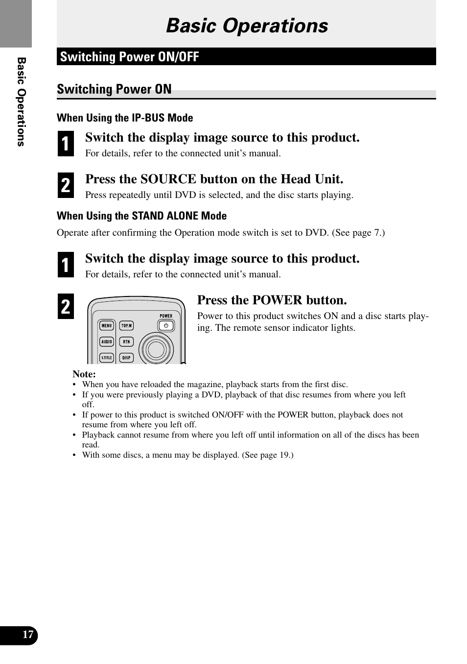 Basic operations, Switching power on/off, Switching power on | Switching power off | Pioneer XDV-P9II User Manual | Page 18 / 80