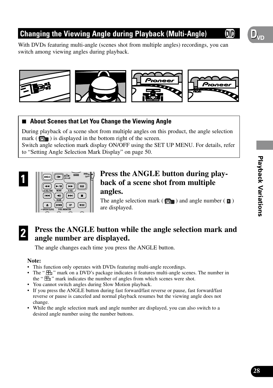 Changing the viewing angle, During playback (multi-angle) | Pioneer XDV-P9II User Manual | Page 29 / 80